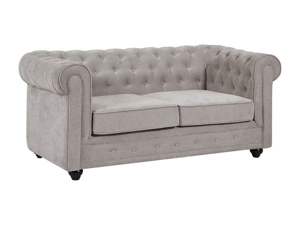 Vente-unique - CHESTERFIELD 2-sitssoffa i grått tyg