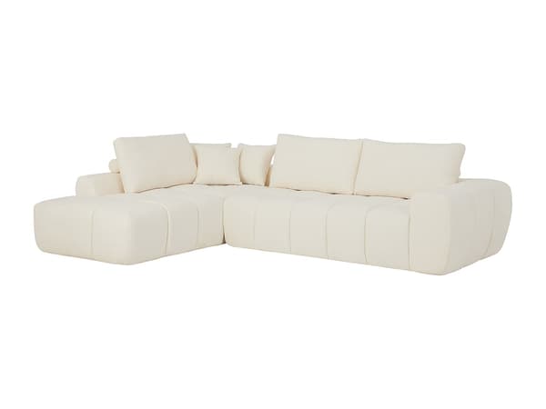 Vente-unique - Vänstervänd textilsoffa i beige LAVEZO