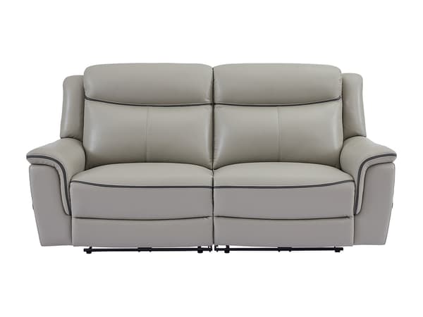 Vente-unique - 3-sits elektrisk reclinersoffa i ljusgrått läder ADELIO