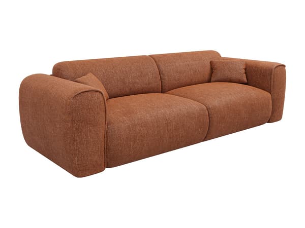 Vente-unique - 4-sitsig bäddsoffa express i strukturerat terrakottafärgat tyg - 13 cm memoryfoammadrass POGNIA