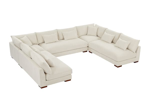 Vente-unique - Stor u-formad soffa beige manchester SPERONE