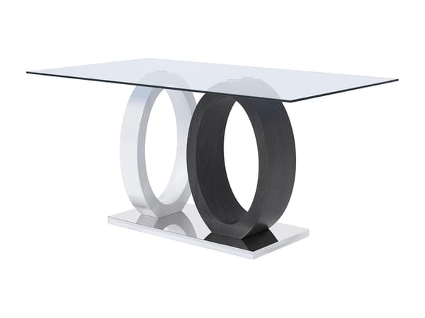 Vente-unique - Matbord AYANE - 6 personer - Härdat glas och MDF - Grå & Vit