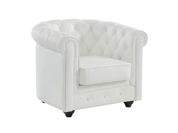 Vente-unique - Fåtölj i buffelläder CHESTERFIELD – Vit