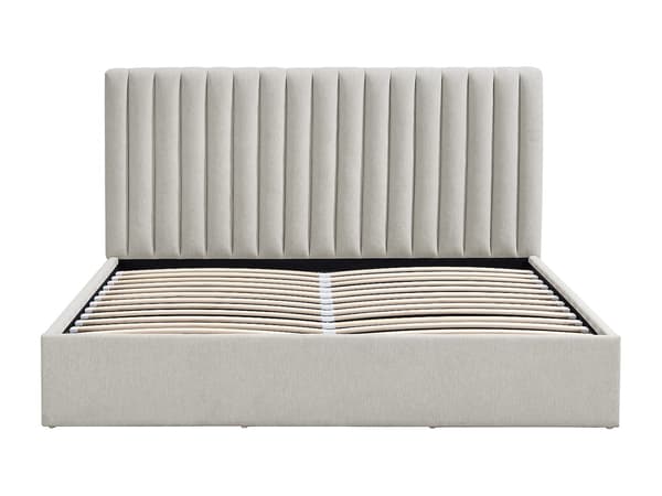 Vente-unique - Säng med förvaring 140 x 200 cm – Tyg – Ljusgrå – SARANELI