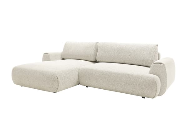 Vente-unique - Vänstervändvänd bäddsoffa i melerat beige tyg MONELIA