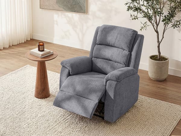 Vente-unique - Elektrisk reclineråtölj i grått tyg NEVERS