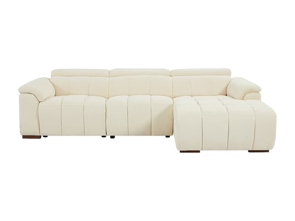 Vente-unique - Högervänd elektrisk recliner soffa i beige tyg MOLPICA