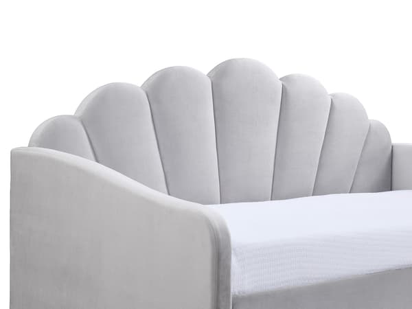 Vente-unique - Snäckformad utdragssäng 2 x 90 x 190 cm - Sammet - Ljusgrå - ELUSIA