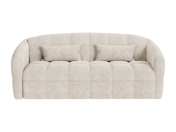 Vente-unique - 4-sitssoffa bäddbar snabbmodell i beige sammet - Sovbredd 160 cm - Madrass 13 cm RETUNA