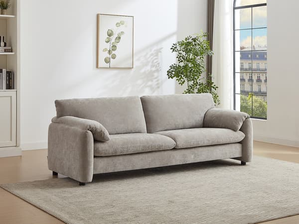 Vente-unique - 3-sits soffa i grått tyg OPRALIO