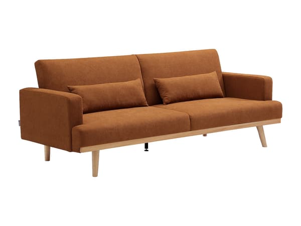 Vente-unique - 3-sitsig clic-clac bäddsoffa i terrakottafärgat tyg ESME
