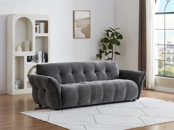 Vente-unique - 3-sitssoffa i mörkgrå melerad textil NAPIZO