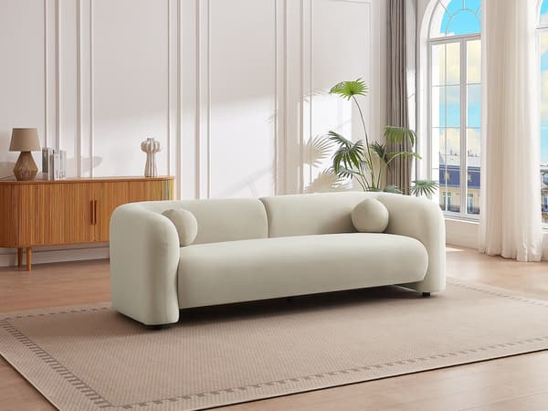 Vente-unique - OVOTAS 3-sitssoffa i beige sammet
