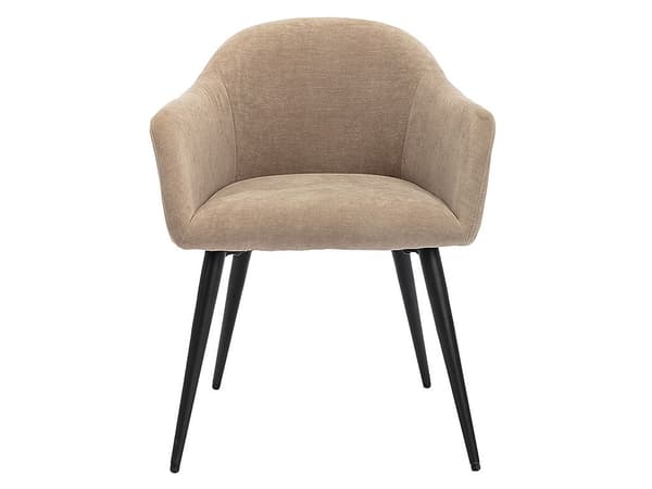 Vente-unique - Set med 6 stolar med armstöd i beige sammet och metall BIBO