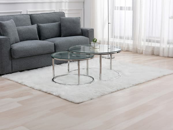 Vente-unique - Satsbord i härdat glas och rostfritt stål - Silver - MAEVANE II
