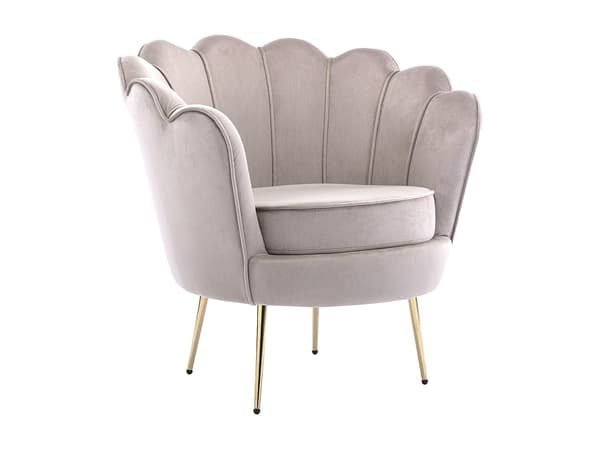 Vente-unique - DANDELION taupe sammetsskalfåtölj