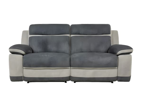 Vente-unique - 3-sits reclinersoffa i antracitgrå mikrofiber och ljusgrå band TALCA