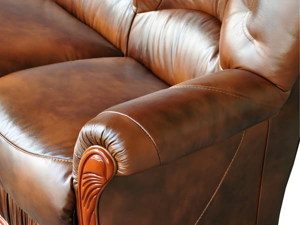 Vente-unique - 3-sits soffa 100% buffelläder brun DAPHNE