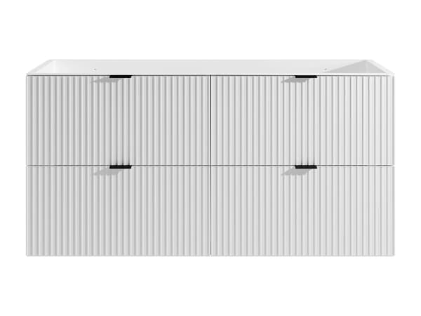 Vente-unique - Väggmonterad badrumsmöbel med ränder - Matt vit - 120 cm - ZEVINI