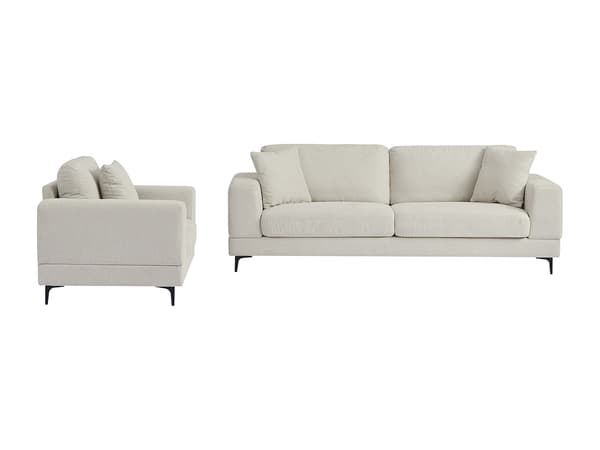 Vente-unique - 3-sitssoffa och fåtölj beige texturerat tyg JAMOLO