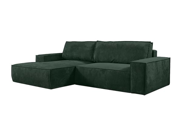 Vente-unique - Bäddsoffa vänsterställd i grön manchester AMELIA