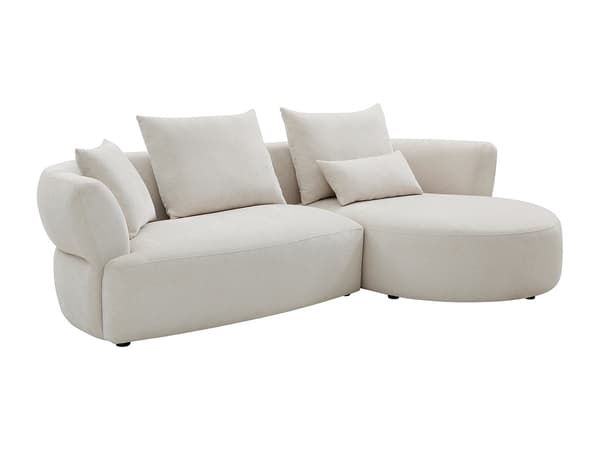 Vente-unique - Högerställd soffa i beige chenilletyg CUSAVA från Maison Céphy