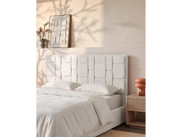 Vente-unique - Sänggavel 180 cm - Sammet - Beige - HERMINE