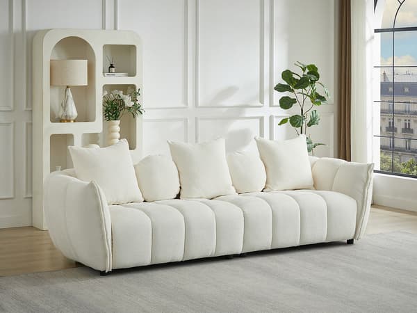 Vente-unique - 4-sits soffa i beige texturerat tyg GONOLON