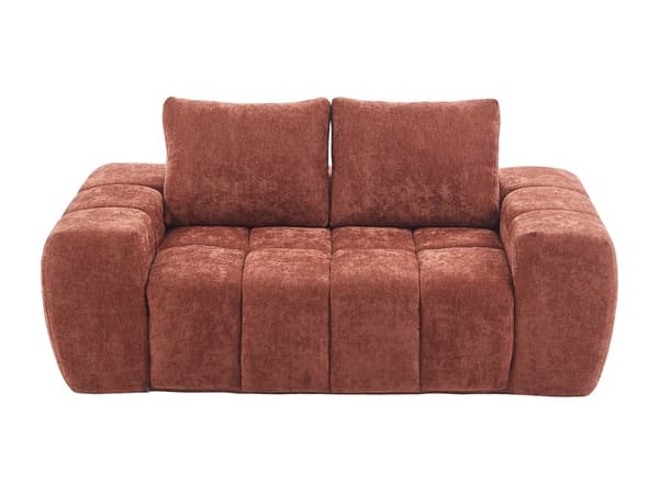Vente-unique - Soffa 2 platser i texturerat tyg - Terrakotta BENAFO