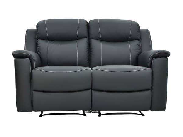 Vente-unique - 2-sits EVASION reclinersoffa i läder - grå