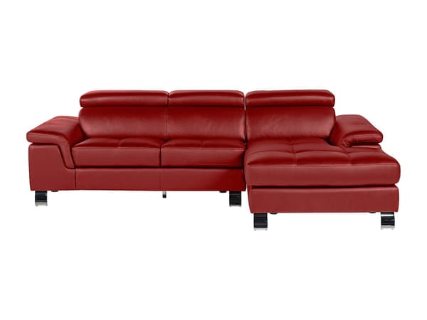 Vente-unique - MISHIMA lädersoffa med divan - Röd - Högervänd