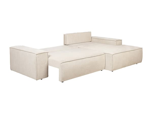 Vente-unique - Hörnbäddsoffa högerställd i beige texturerat tyg AMELIA