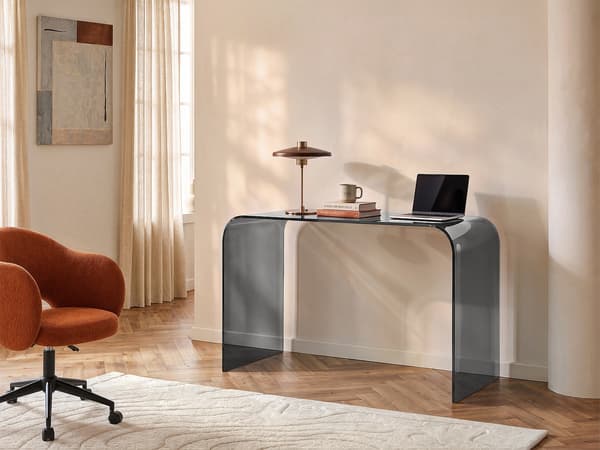 Vente-unique - Skrivbord - Härdat glas - Antracit - KARDEMO