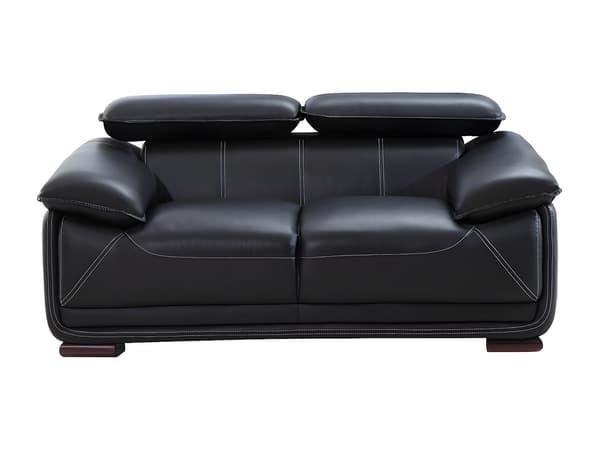 Vente-unique - 3-sits och 2-sitssoffor svart läder MACELO
