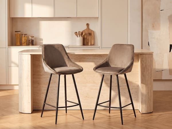 Vente-unique - Set med 2 barstolar i mullvad sammet MASURIE