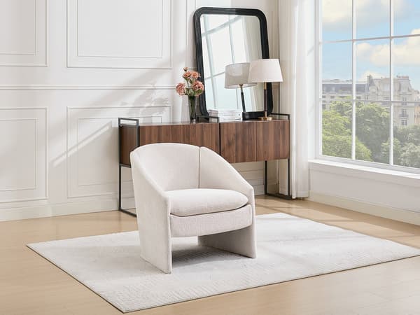 Vente-unique - Beige texturerad tygfåtölj TAROLO