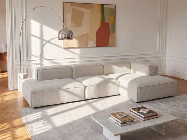 Vente-unique - Modulär öppen hörnsoffa i beige chenilletyg RUZOLO
