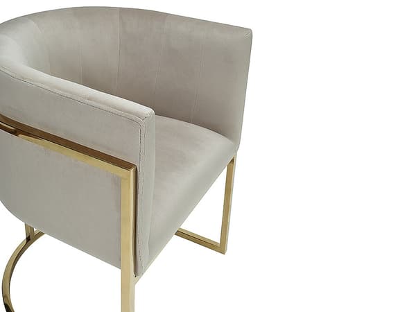 Vente-unique - Stol med armstöd - Sammet och rostfritt stål - Beige och guldfärgad - PERIA