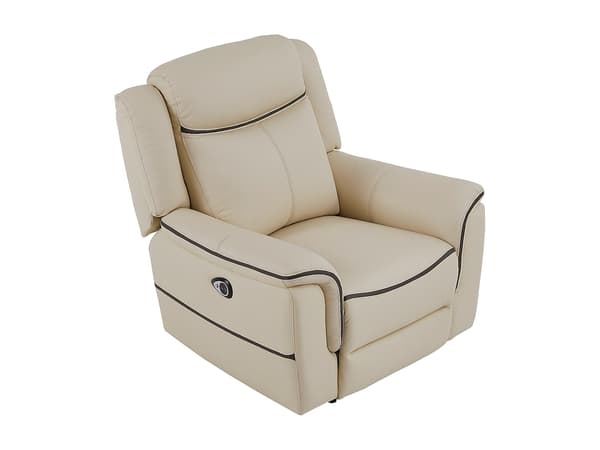 Vente-unique - Elektrisk reclinerfåtölj i beige läder ADELIO