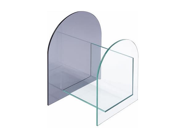Vente-unique - Tidningsställ i härdat glas - Transparent och grå - DUSILLA