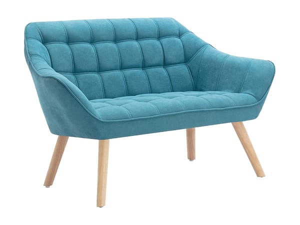 Vente-unique - 2-sits soffa i blått tyg CASERTA