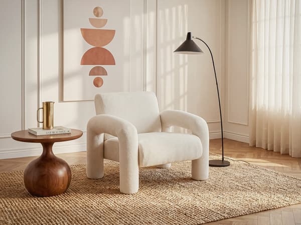 Vente-unique - Fåtölj i texturerat beige tyg OLIVRA