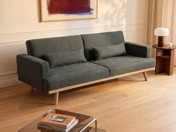 Vente-unique - 3-sitsig bäddsoffa clic-clac i grönt tyg ESME