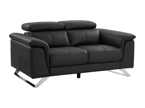 Vente-unique - 2-sits soffa i svart kalvläder BREYT II