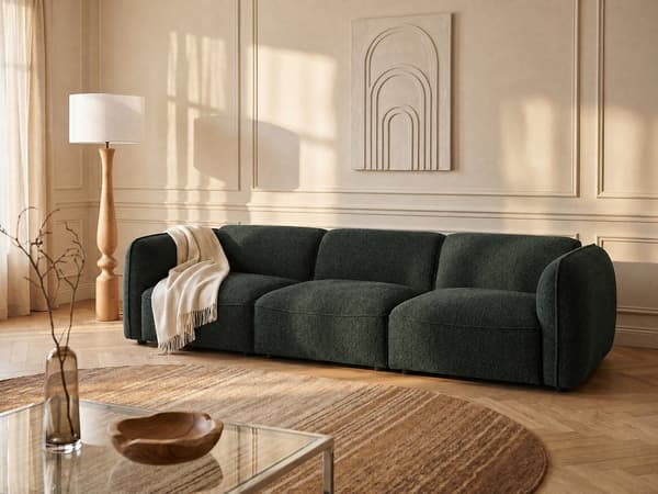 Vente-unique - Modulsoffa 3 platser i grön Chenilletyg från Maison Céphy CAMILIO