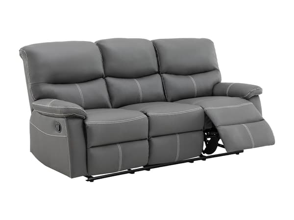 Vente-unique - 3-sits och 2-sits reclinersoffor i grå läderimitation CANBY