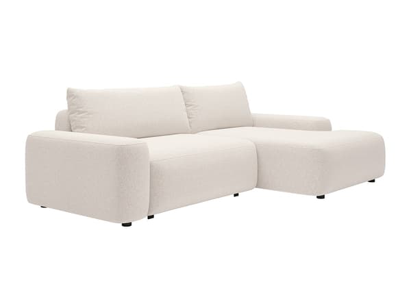 Vente-unique - Bäddsoffa högerställd i krämvit  texturerat tyg  DAVISO