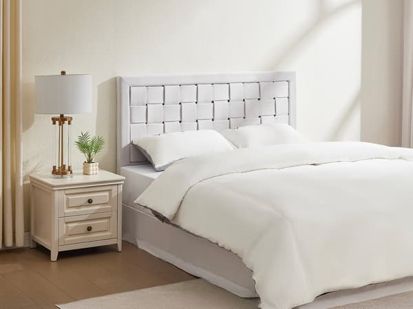 Vente-unique - Sänggavel - 160 cm - Sammet - Beige - JENNA