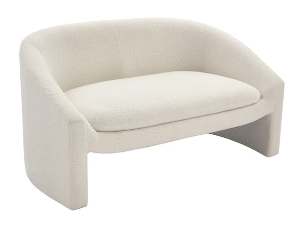 Vente-unique - OSSANA 2-sits soffa i vitt bouclétyg