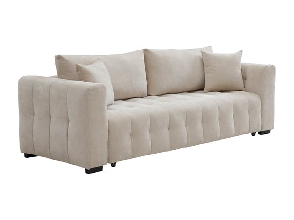 Vente-unique - 3-sits bäddsoffa i beige texturerat tyg PANILO